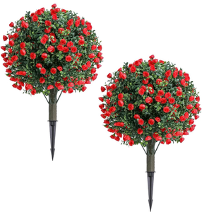 lot 658648 image: Artificial Rose Topiary Balls Tree - Retail $45
