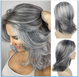 lot 658695 image: Layered Grey Silver Wig - Retail $25