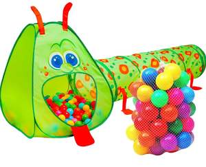 Caterpillar Kids Play Tunnel and Tent with 50 Balls - Retail: $50