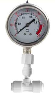 lot 69694 image: Water Pressure Gauge Oil Filled Stainless-Steel 2-12 Dial Size Dual-Scale with 14 Lower Mount for RO System(0-1kg(MPa)0-150psi) - Retail $15
