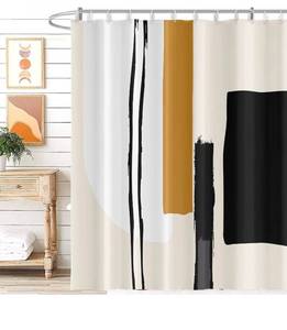 lot 69707 image: Modern Color Block Shower Curtain Set - Retail $35