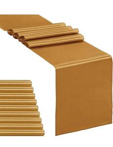 lot 69715 image: 20-Pack Satin Table Runner Old Gold 12 x 108 inches Long, Table Runners for Wedding, Birthday Parties, Banquets Decorations��20 Pack, 12x108 Inch, Old Gold�� - Retail $40