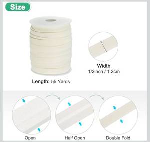lot 69723 image: M METERXITY Double Fold Bias Tape 12 Inch 55 Yards Cotton Bias Binding Tape Bulk Double Fold Bias Tape for SewingSeaming HemmingBindingQuiltingDIY Craft Beige White - Retail $12