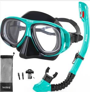 lot 69726 image: Wave Snorkel Set with Mask and Dry Snorkel - Turquoise - Retail $25