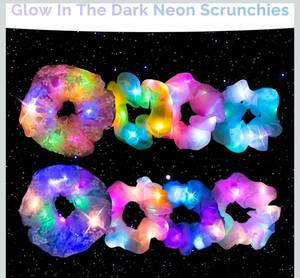lot 69735 image: LED Light Up Hair Scrunchies Set - Retail $12