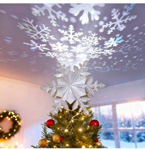 lot 69738 image: LED Snowflake Projector Christmas Tree Topper - Retail $24