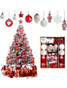 lot 69739 image: Red and White Christmas Ornament Collection - Retail $35