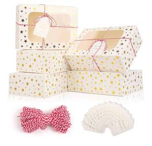 lot 69744 image: Gold Star Cookie Gift Box Set with Tags and Twine (24 Pack) 9x6x3in - Retail $15