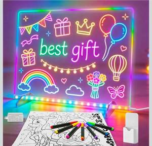 lot 69749 image: Rainbow LED Drawing Board Kit with Accessories - Retail $29