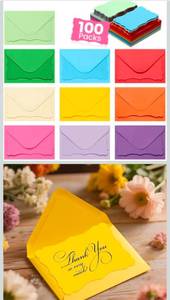 lot 69755 image: 100 Pack Mini Thank You Cards with Envelopes - Multi-Color Set - Retail $12