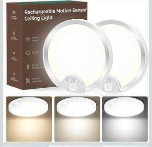lot 69761 image: Rechargeable Motion Sensor Ceiling Light with 3 Color Modes - Retail $25