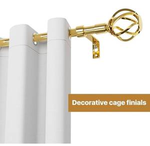 lot 69791 image: Gold Double Curtain Rod Set with Decorative Finials - Retail $25