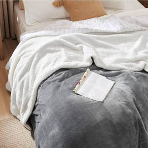 lot 69794 image: Bedsure Reversible Sherpa Fleece Blanket 90x90in - Retail $55