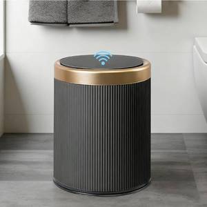 lot 69799 image: Smart Sensor Trash Can with Gold Trim - Retail $35