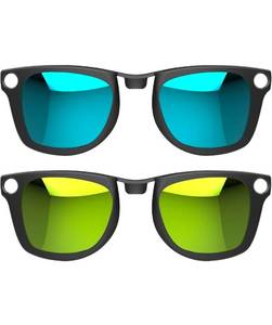 lot 69823 image: 2Pcs Polarized Clip for Ray-Ban Meta Wayfarer & Gen 2 (RW4006RW4012 Regular 50-22), Discoloration Clip-on for Meta Wayfarer Gen 2 Accessories Protect Your Eyes, Cool & Fashion (Blue, Yellow) - Retail $30