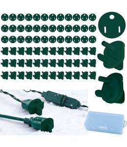 lot 69824 image: 20 Sets Weatherproof Gaskets and Plug Protectors Covers, Outdoor Waterproof Outlet Plug Cover GFCI Extension Cord Connector Protector for Christmas Holiday Light Installation Stop Tripping (Green) - Retail $29