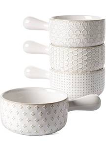 lot 69845 image: White Ceramic French Onion Soup Bowls Set of 4 - Retail $35