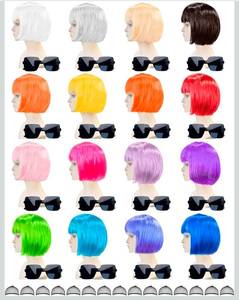 lot 69858 image: 16 Short Bob Party Wig Set with Sunglasses - Retail $52