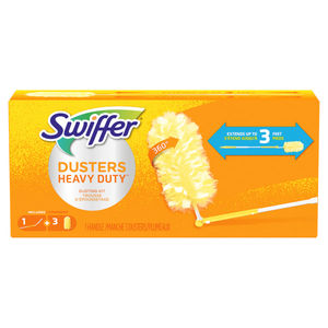 lot 69860 image: Swiffer Dusters Heavy Duty Extendable Handle Starter Kit (1 Handle  3 Dusters) - Retail $10