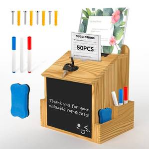 lot 69862 image: Wooden Suggestion Box with Chalkboard - Retail $35