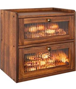 lot 69881 image: Pinewood Double Layer Bread Storage Box - Retail $55