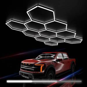 $140 Hexagon Garage Lights, 3-Level Dimmable 329W Tube, 11-Grid LED