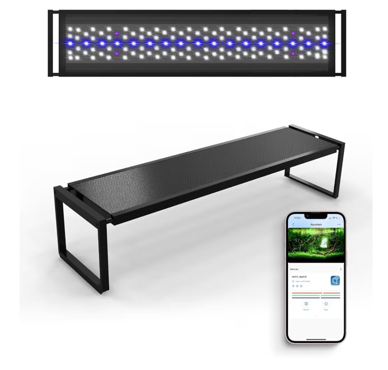 lot 1349 image: FZONE LED Aquarium Light with APP Control, Full Spectrum for 35-43 Planted Aquariums, Timer SunriseSunset,60W (Light 90)