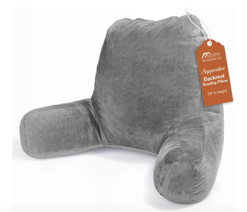 lot 1377 image: Sasttie Reading Pillows for Sitting in Bed Adult, Velvet Back Pillow Bed Sitting Up, Back-Rest Support Cushion for Sit Up on Couch, Sofa, and Floor, Dorm Essentials, Oeko-Tex Certified, Dark Grey