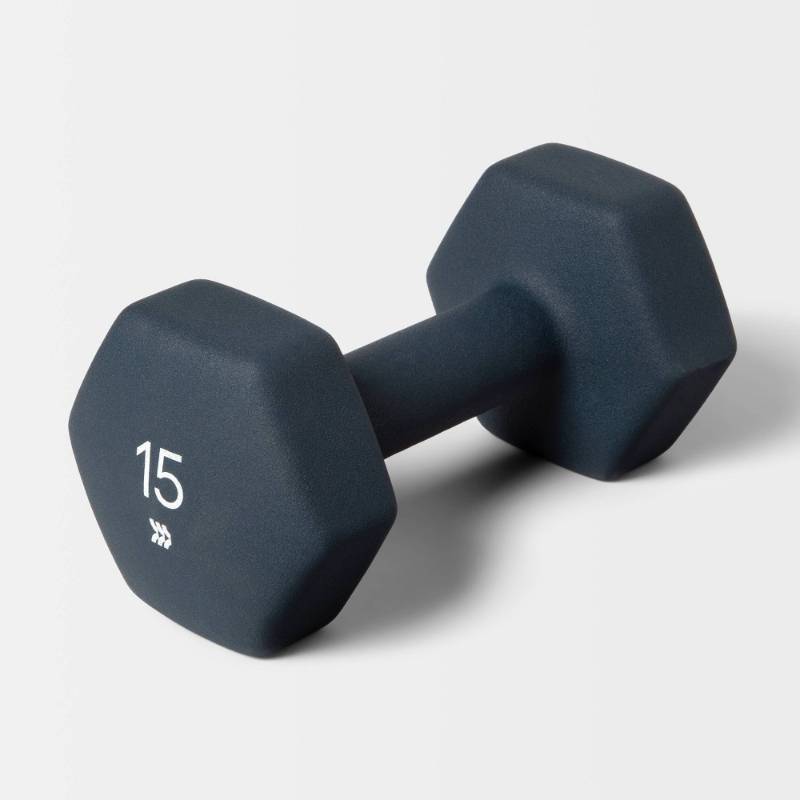 lot 2321 image: Dumbbell 15lbs Blue - All In Motion�� PVC Coated, Iron Core, Total Body Workout