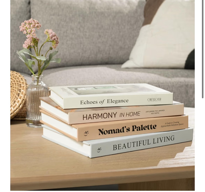 lot 2536 image: Decorative Books for Home Decor Set of 4 Large Faux Decoration Coffee Table Books Hardcover Aesthetic Book Nook Mantel Accent Modern Bookshelf Styling Entry Table Display Stackable Neutral Tones (not necessarily the ones pictured) - Retail $0