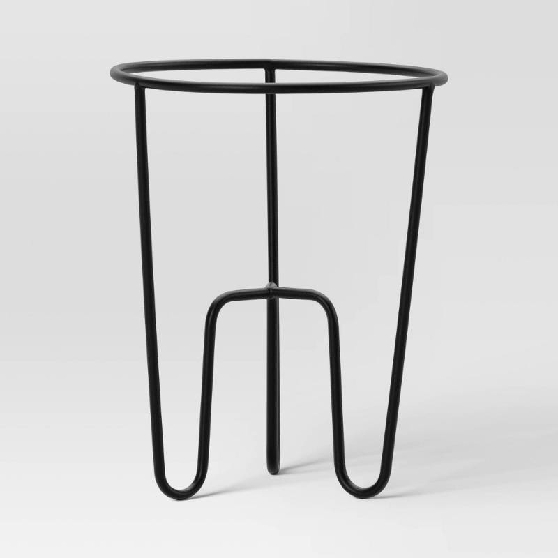 lot 2600 image: Iron Indoor Outdoor Plant Stand Black 8.6x8.6x10.6 - Room Essentials�� Metal Planter Holder, No Assembly Required - Retail $12