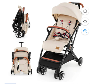 lot 3278 image: Babyjoy Lightweight Baby Stroller Aluminium Frame with Net for Travel 15 lbs Beige - Retail $0