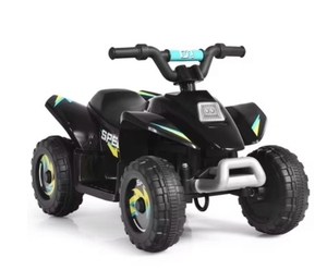 lot 3279 image: Costway 6V Kids Electric Quad ATV 4 Wheels Ride on Toy Toddlers Forward & Reverse Black - Retail $0