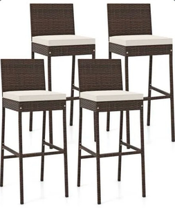 lot 3287 image: Set of 4 Patio Wicker Chairs (cushions sold separately) - Retail $0