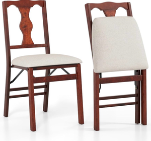 lot 3296 image: Giantex Folding Dining Chairs Set of 2, Upholstered Dining Chairs with Comfy Padded Seats, Rubber Wood Frame, Anti-Slip Foot Pads, No Assembly, Space-Saving Kitchen Chairs for Dining Room - Retail $0