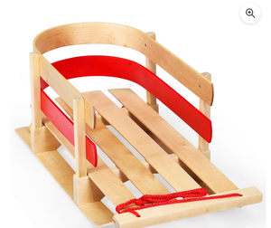 lot 3316 image: Costway Baby Kids Wooden Sled Solid Seat Toddler Boggan Outdoor Play Snow Toys - Retail $0