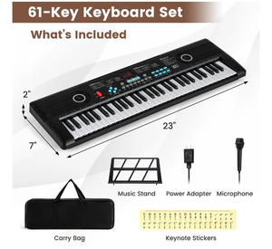 lot 3319 image: 61 Key Electric Portable Digital Keyboard Piano for Beginner-Black - Retail $0