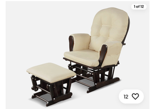lot 3326 image: Costway Wood Baby Nursery Rocking Chair Glider and Ottoman Cushion Set Beige - Retail $0