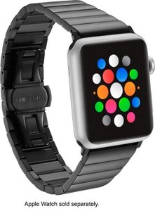 lot 3338 image: Platinum�� - Stainless Steel Link Band for Apple Watch 42mm, 44mm, 45mm (Series 1-9) and Apple Watch Ultra Series 1-2 49mm - Black - Retail $70
