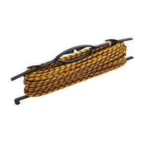 lot 3341 image: 14 in. x 100 ft. Black and Yellow Diamond Braided Polypropylene Rope with Winder - Retail $88