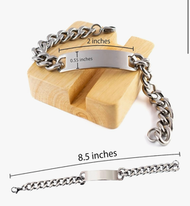 lot 3348 image: Pack of custom Kansas Cuban chain steel bracelets