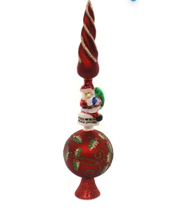 lot 3353 image: Kurt Adler Glass Santa Claus Design Treetop, 16-Inch - Retail $0