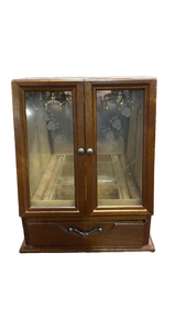 lot 3355 image: Wooden Display Cabinet with Paw Print Glass Design