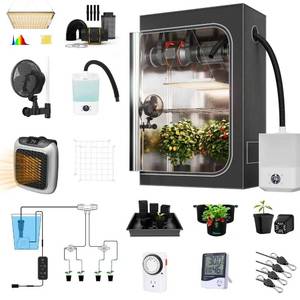 Supergrower 4X2X6FT Height Extra Grow Tent Kits Complete for Indoor Plants,Include Almost Everything for Indoor Plants Growing (LED Light+Tent+ 4\" Vent Sets+Grow Tent Humdifier+Heater+Clip Fans) - Retail: $300
