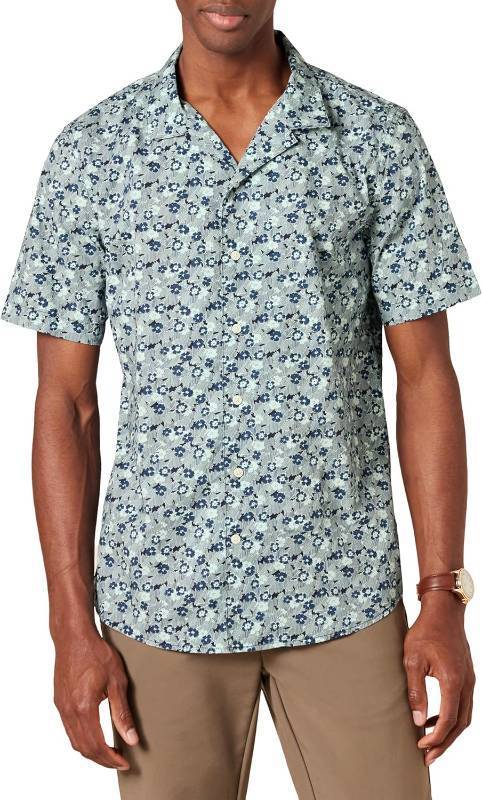 lot 55678 image: NEW Amazon Essentials Mens Vacation Cotton Button-Down Resort Shirt, Short Sleeve SMALL