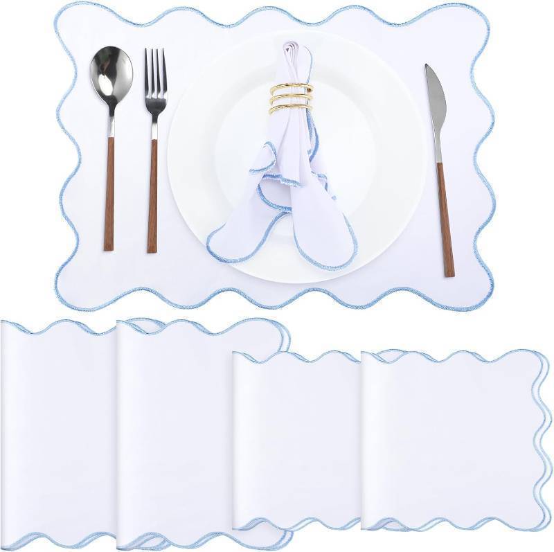 lot 55693 image: NEW Cotton Linen Placemats & Napkins Set (4)