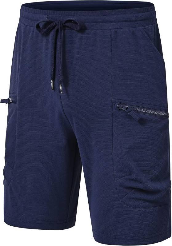 lot 55834 image: NEW QPNGRP Mens Knit PlaidCloth 8 Inseam Elastic Waist Zipper Cargo Shorts LG