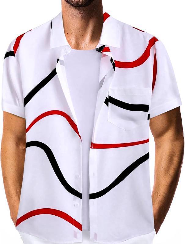 lot 55838 image: Hawaiian Shirt for Men Short Sleeve Button Summer Beach Casual Short Sleeve Tropical Holiday Beach Shirts