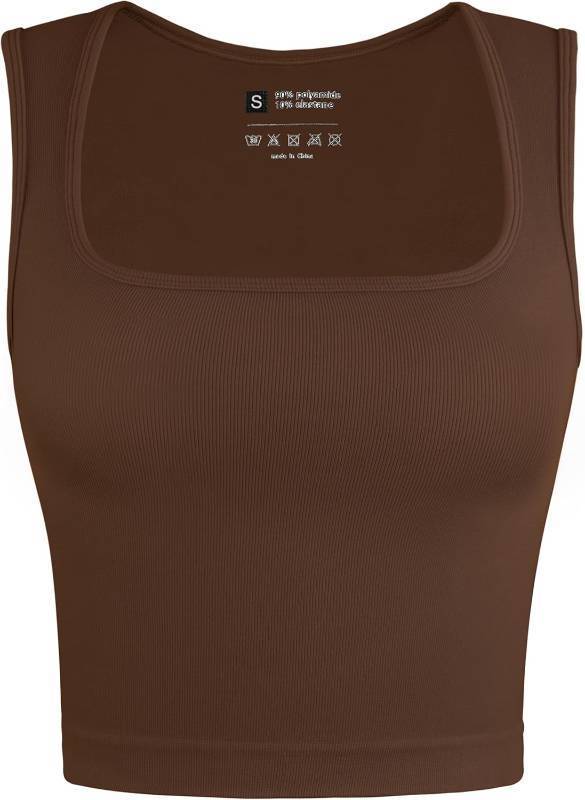 lot 55849 image: NEW OLCHEE Ribbed Crop Tank Top Brown Small