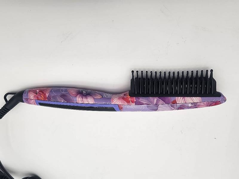 lot 92629 image: NEW Calista TrianglPRO Triangl Pro Heated Hair Detailer Brush Purple Orchid